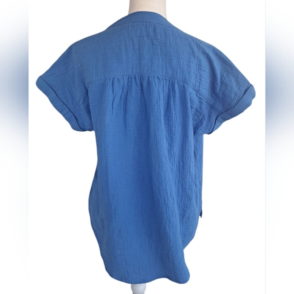 Anthony's Resort Chic Blue V-Neck Blouse - Picture 3 of 8